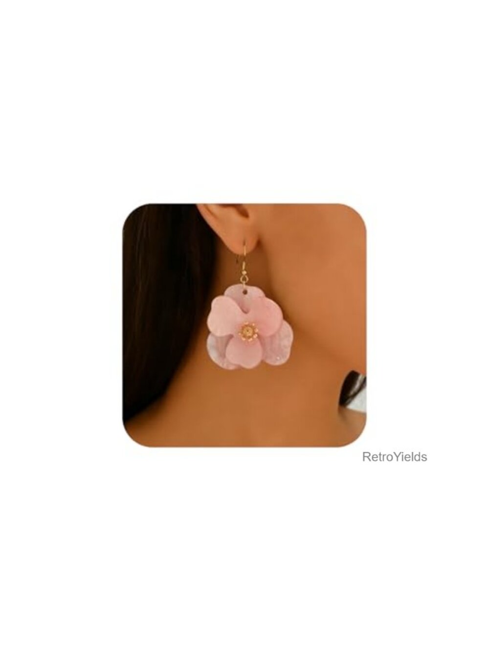 Boho Flower Dangle Earrings Acrylic Petal Statement Jewelry for Women